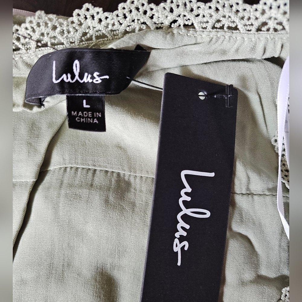 Lulus Women's Completely In Love Sage Green Swiss Dot Button-front Maxi Dress L - Picture 10 of 14